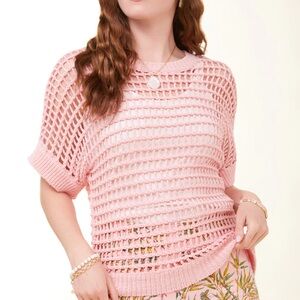 Spartina 449 Alice Dolman open weave sweater size XS powder pink NWT